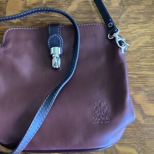 Vera Pelle Dark Brown Leather Crossbody Bag made in Italy